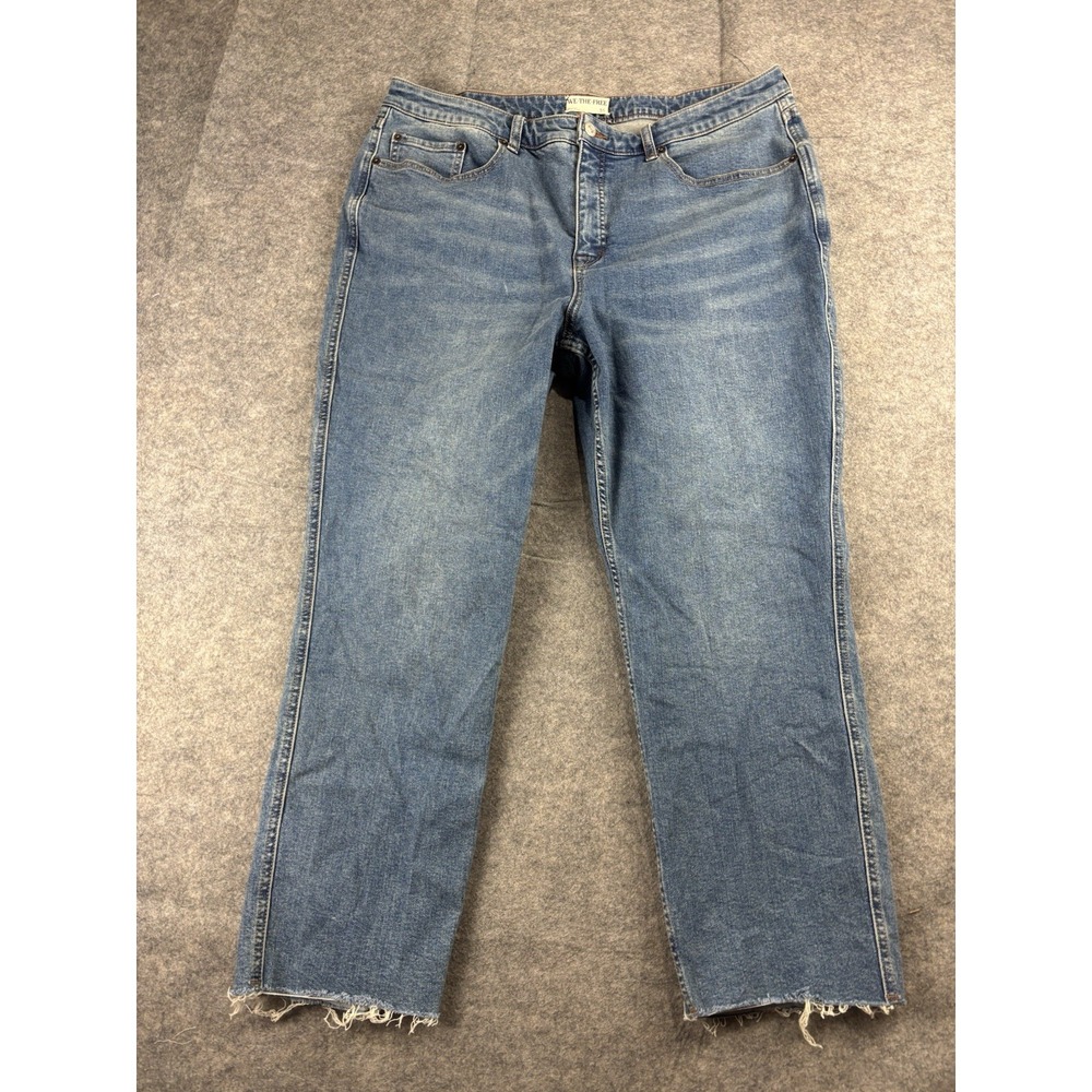 We The Free People Curvy CRVY Women's 35 High Rise Light Straight Jeans Raw